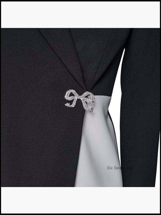 Long Sleeve Scuba Crepe Blazer Dress with Embellished Closure - Picture 5 of 5